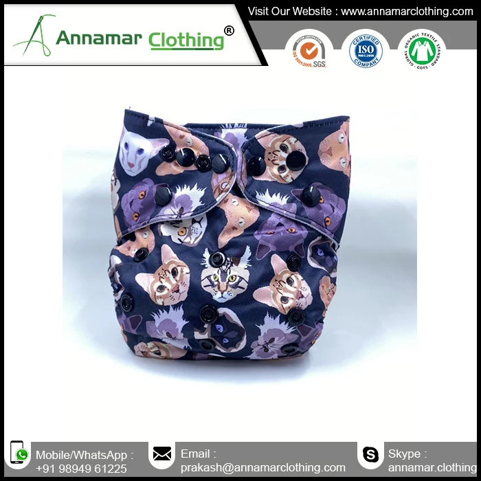 Baby 100% organic cotton reusable diaper with inserts for unisex muslin cloth diaper for manufacturers and exporters from India