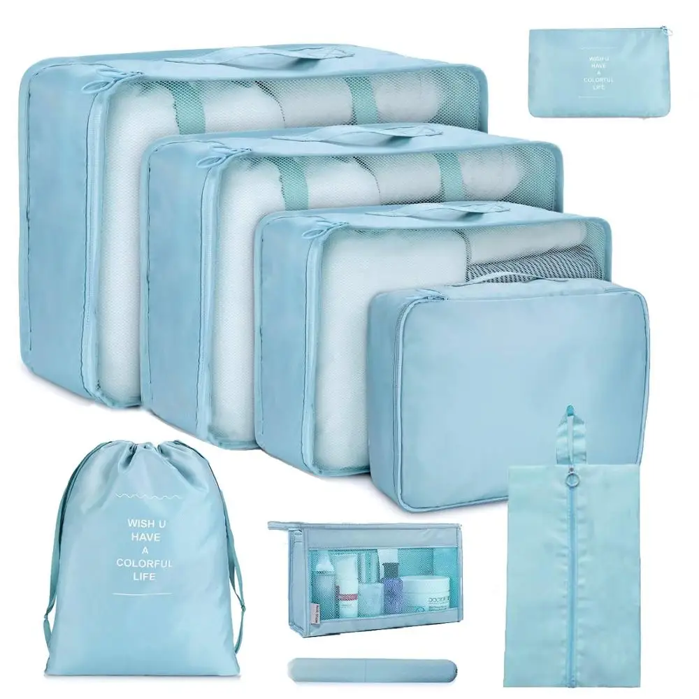 
Top Amazon Product Luggage Organizer Packing Cubes Travel Compression with Cosmetic Bag & Shoe Bag Travel packing Cube 