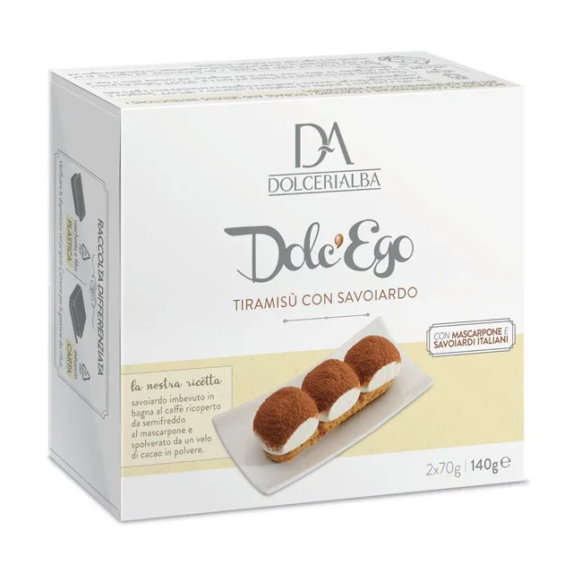 
Best Quality Made in Italy Tiramisu 2 Individual Portions (70g/2,47oz each) for Supermarkets 140g/4,94oz 