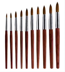 YML Пользовательский логотип 100% чистый колонский волос розовое золото круглая головка акриловая кисть для ногтей для акриловых ногтей