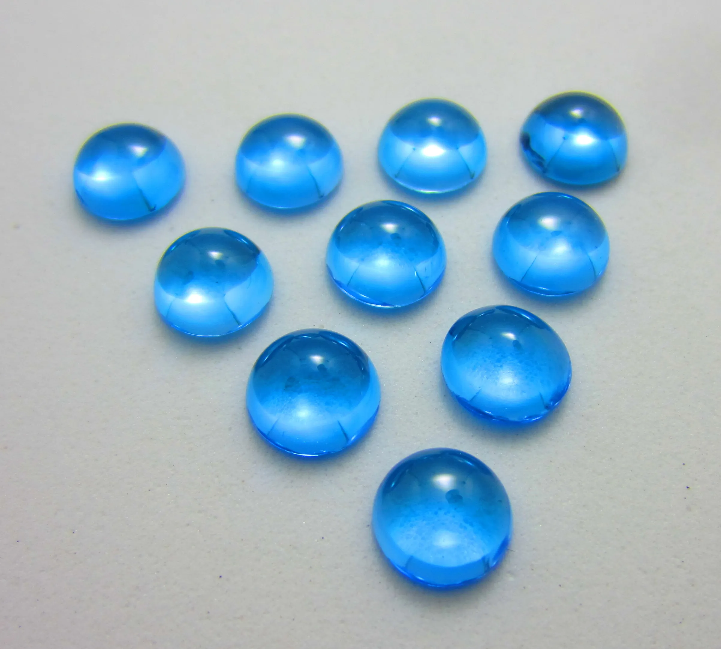 Natural Swiss Blue Topaz Cabochons Loose Gemstones in round Shape Sizes 2mm to 14mm Including 8mm High Item