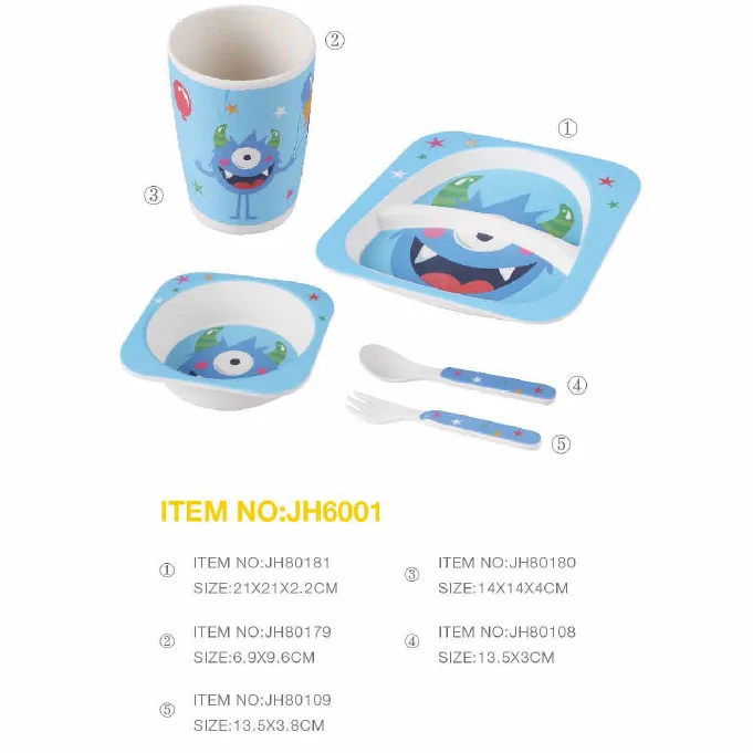 Recycled PET factory wholesale price eco friendly BPA free dishwasher safe 5 pcs tableware dinner set for children