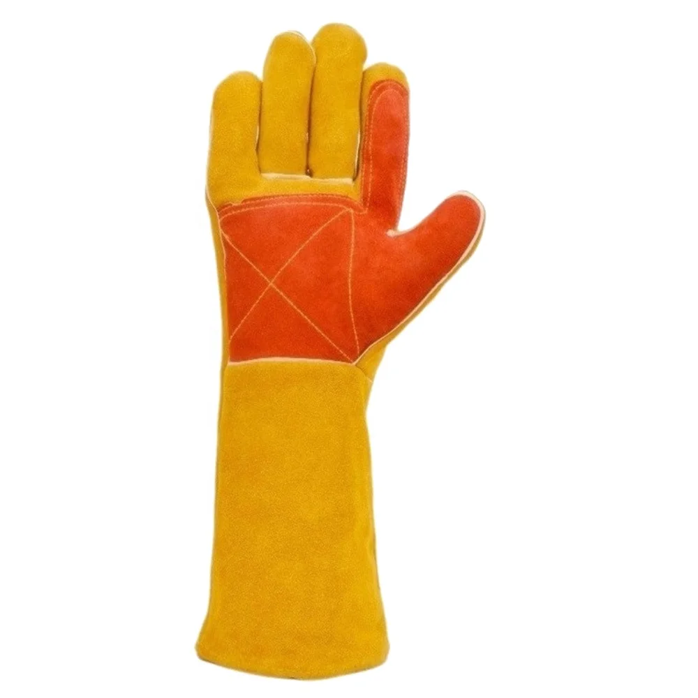 High Quality OEM Custom Logo Genuine Cow Split Leather Factory Manufacturing High Quality Safety Welding Gloves