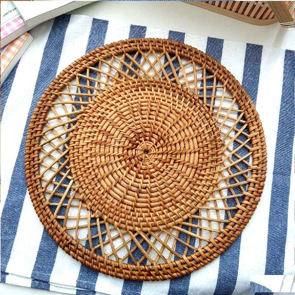 Set of 4 Woven Rattan Placemat, Handwoven Wicker Table Mat in Vietnam Wholesale