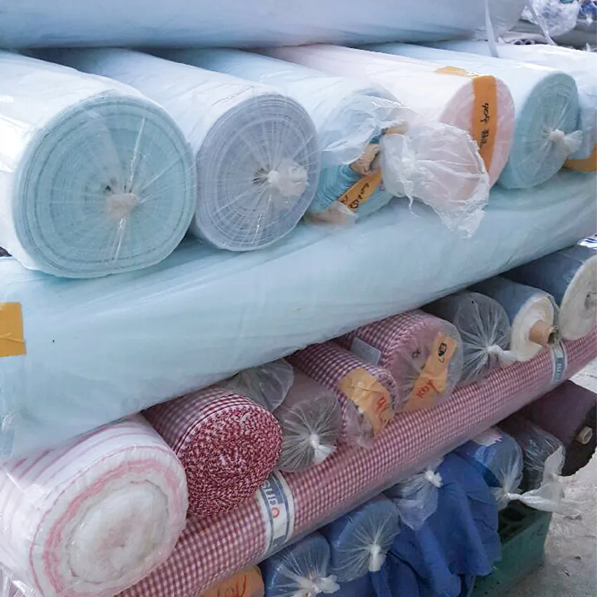 
Korea COTTON 100% stock woven Fabrics Solid Plain Dyeing and print check design best for Shirts Textiles 