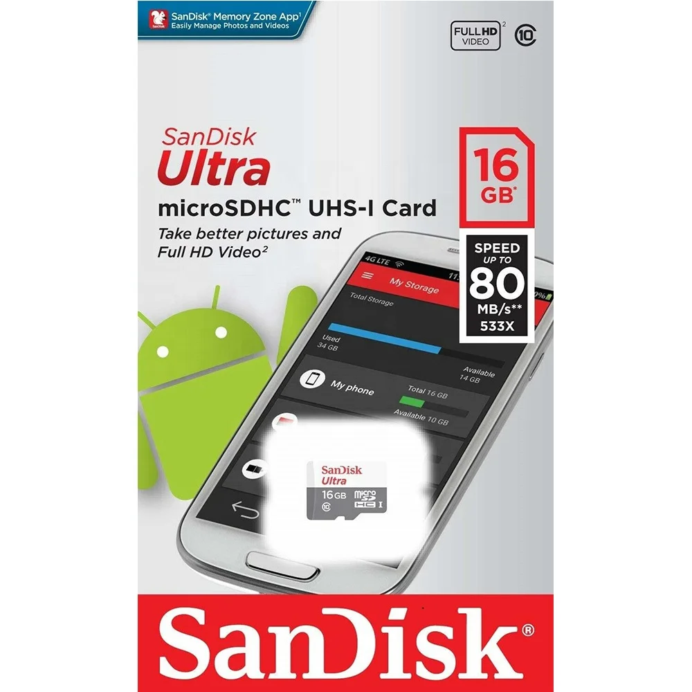 Hot sales SanDisk Ultra micro SD card SDHC Class10 Memory Card 16gb TF card