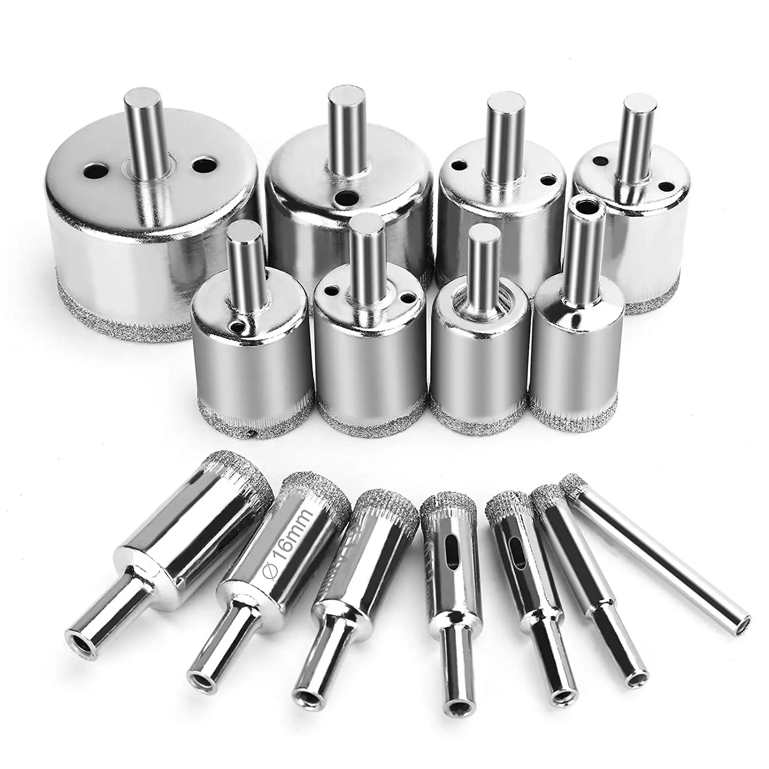 15PCS Diamond Drill Bit Hole Saw Extractor Remover Tools for Glass Marble Granite Stone 6mm-50mm