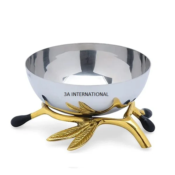 Концептуальный дизайн кованая чаша с декоративной цветочной веткой на верхней части посуды большая миска для еды прочным качеством