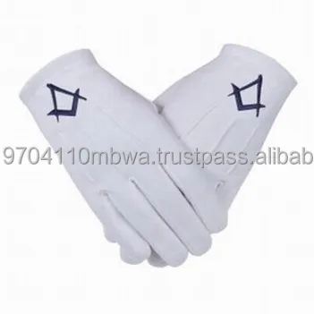 
Custom Made Embroidery Logo Masonic Cotton Cheap high quality Gloves 