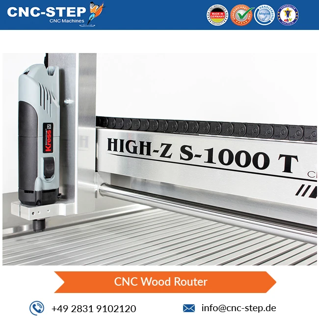 0.8-4.5 kW Spindle Motor Power High Performance CNC Wood Router Machine High-Z S-1000/T 1396 x 870 x570 mm