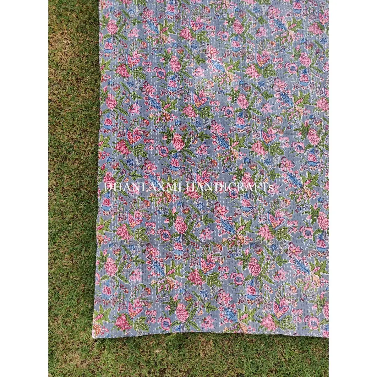 Разноцветное одеяло Kantha с цветочным принтом ручной работы индийское красивое домашнее декоративное покрывало оптовая продажа Хлопковое