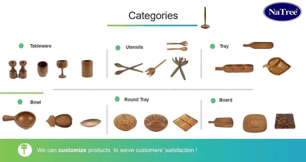  Natree food - grade Solid Wood tray l kitchenware cookware sets tableware Export Quality