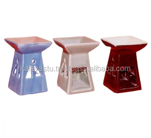 Eco Friendly Home Decorative Square ceramic incense oil burner Handmade Tea Light Oil Burner and Aroma Difuser