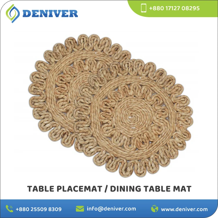Manufacturer of 100% Jute Material Handmade Round Shape 28 cm Dining Table Placemat