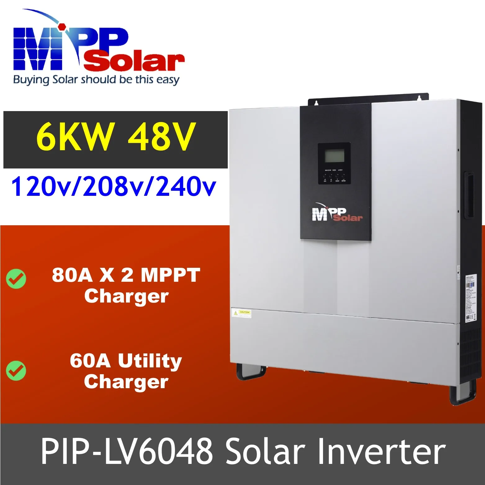  LV6048 MAX 6000w решеточный Сплит фазы Солнечный Инвертор 48В 110vac / 220vac двойной 80A со слежением за максимальной точкой мощности солнечное зарядное устройство параллельный