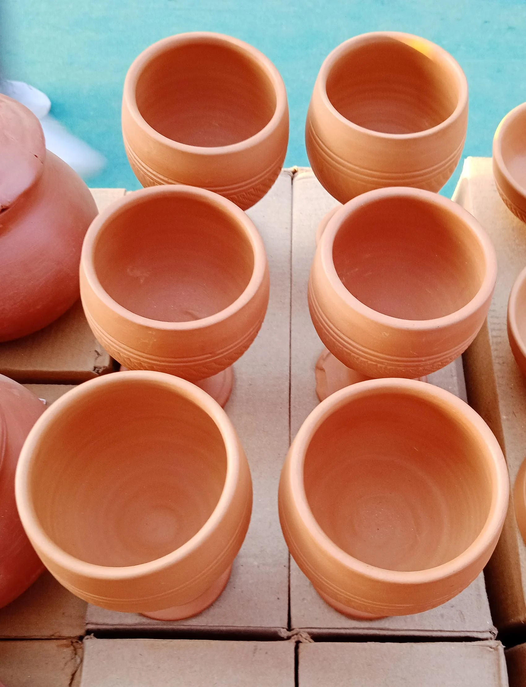 New Design Handmade Clay terracotta Wine glass 350-450 ml capacity made from natural clay. with glossy finished