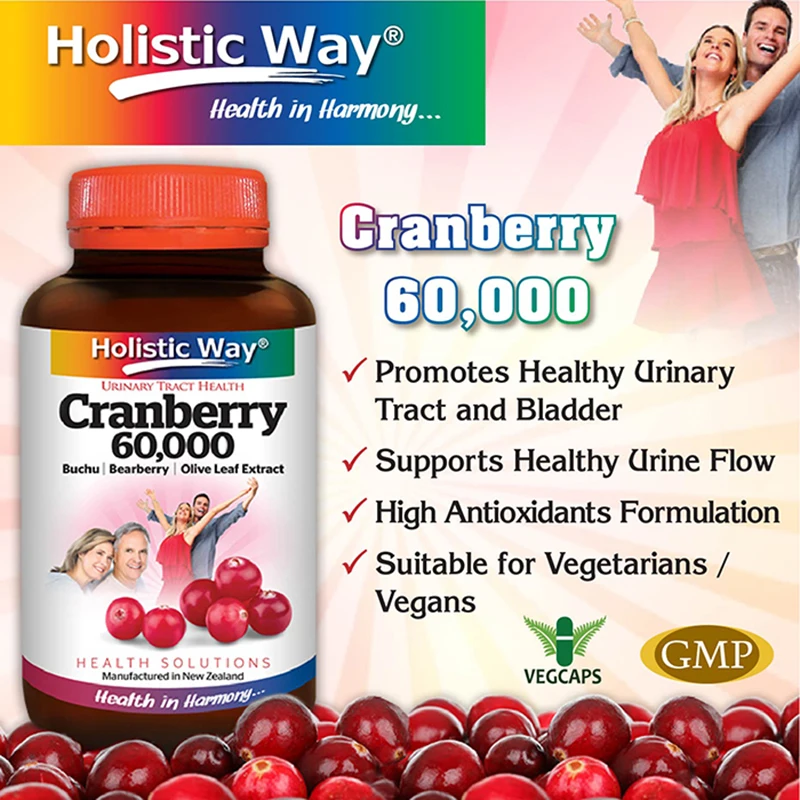 
Support Healthy Urinary Holistic Way Cranberry 60,000 (60 Vegetarian Capsules) With Olive Leaf Extract 
