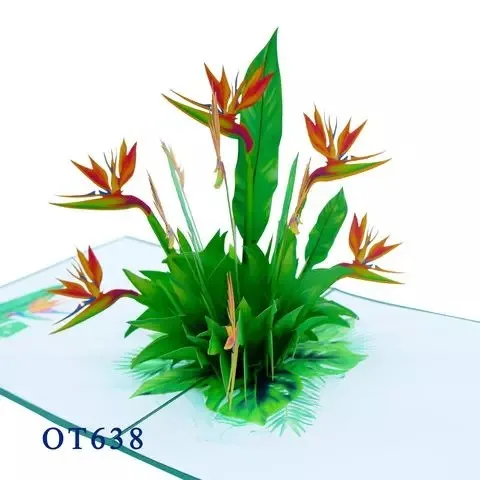 Bird Of Paradise Flowers 3D Pop Up Card Handicraft Flowers Greeting Paper Vietnam Blossom Flower Wholesale Handmade Kirigami