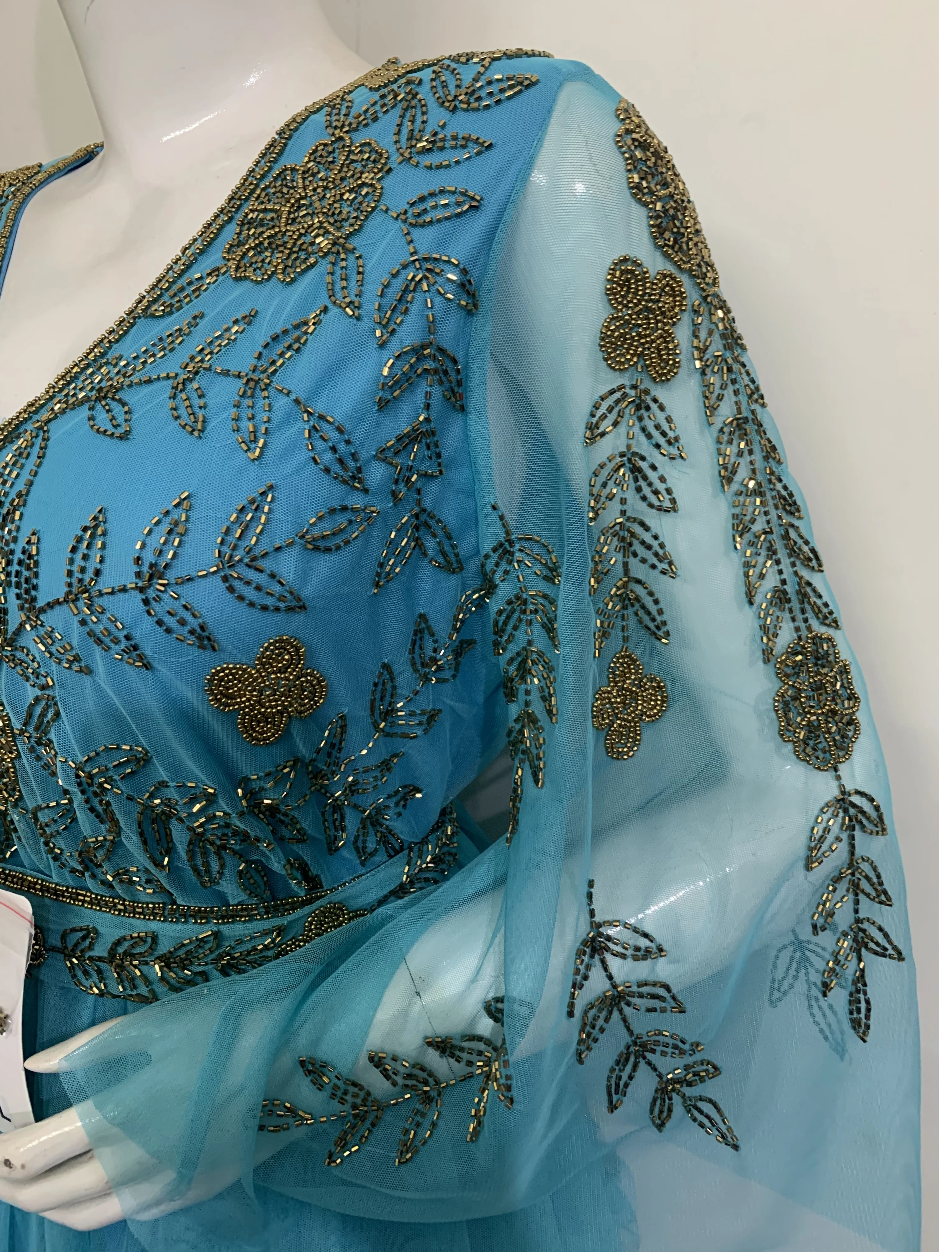 Luxe Sequin & Bead Dress Women Stage Casual Long Flare Sleeve Dress Prom Formal Evening Dresses Sexy Bridesmaid Wedding Party