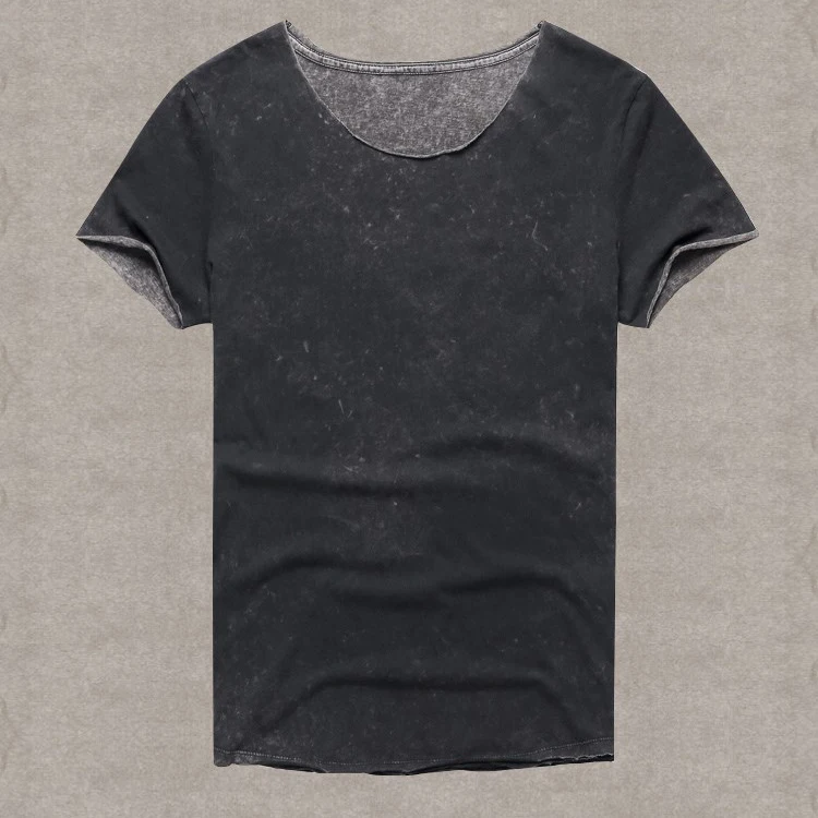 
High Quality Fashional Design Custom Vintage Faded Blank Tshirt Plain Enzyme Wash T Shirt 