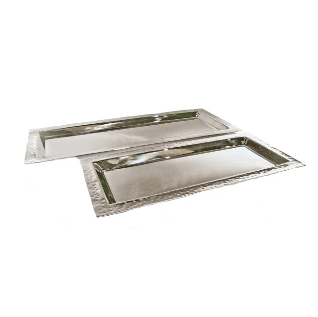 Decorative Mirror Tray With Crystal Diamond Decoration Glass Mirror Square Serving Tray With Metal Frame Rectangular