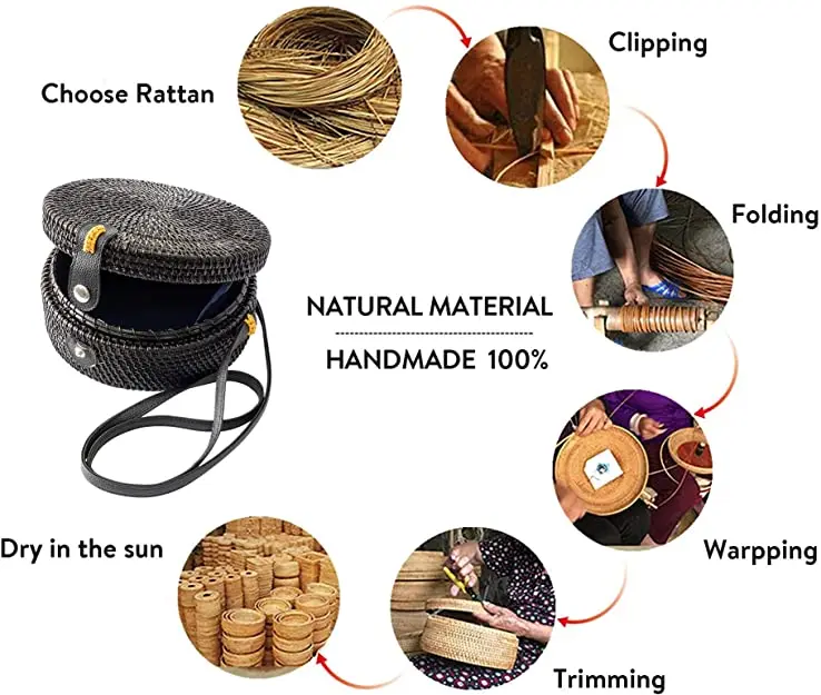 Новые плетеные сумки из ротанга с Бали 2021 модные ручной работы оптовая продажа круглая плетеная Сумка топовый продукт Amazon