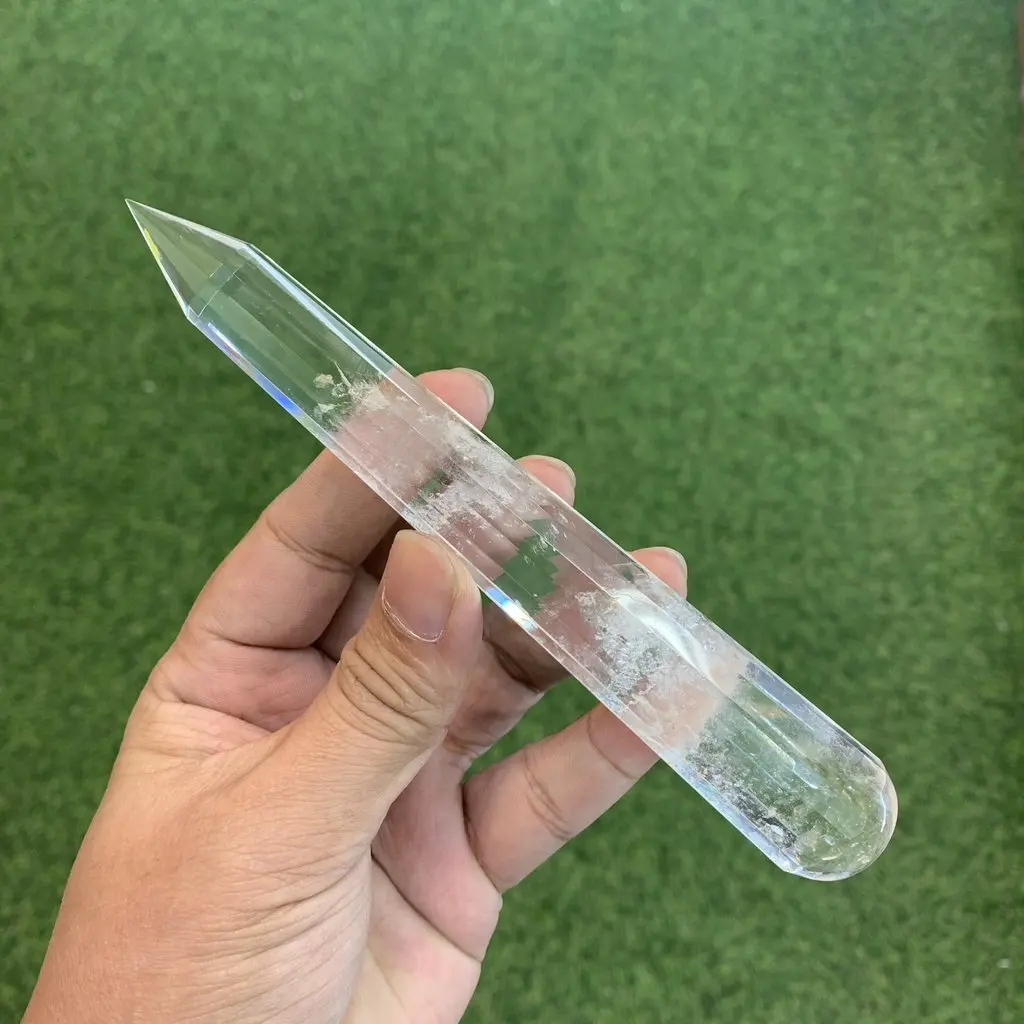 Wholesale Clear quartz crystal 16 faceted massage wands for healing massage bulk gemstone crystal massage wands