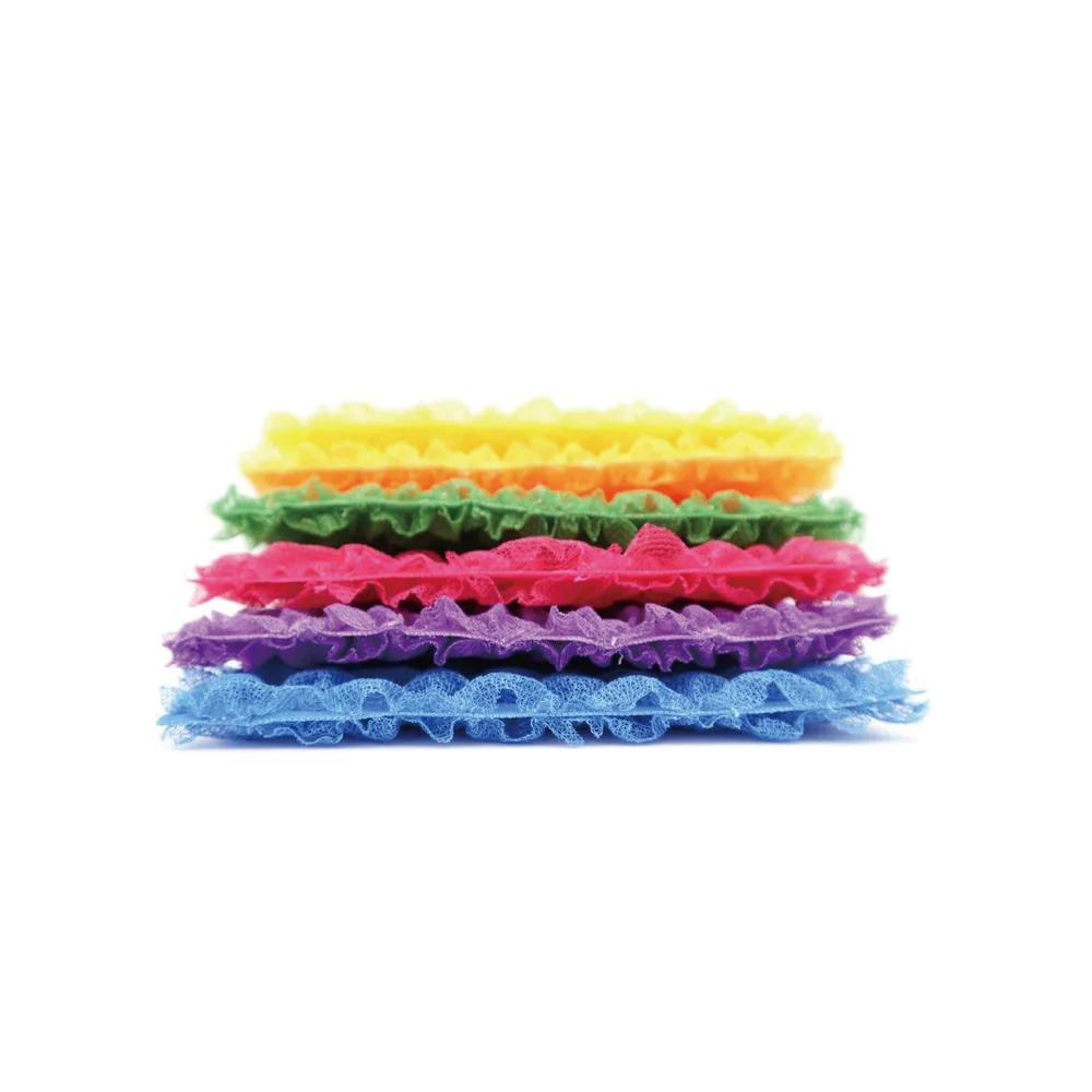 Amazon Top Selling Triple Layer no glue with puff Quilt Form colorful Sponge Scrubber Crimp Scrubbing Cloth made by Korea