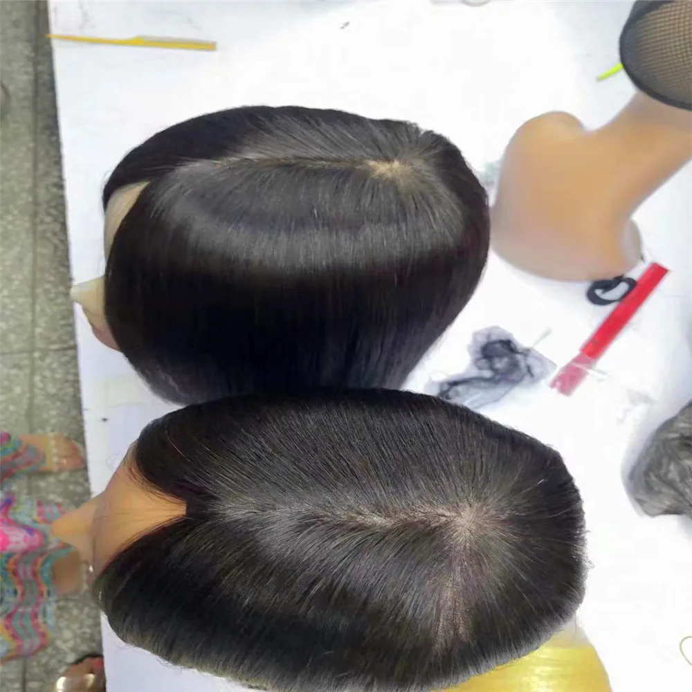 12 дюймов шелковистые немецкие Человеческие волосы Remy, прямые женские парики с кружевом для женщин, малазийские волосы на шелковой основе, 120% 38 мм