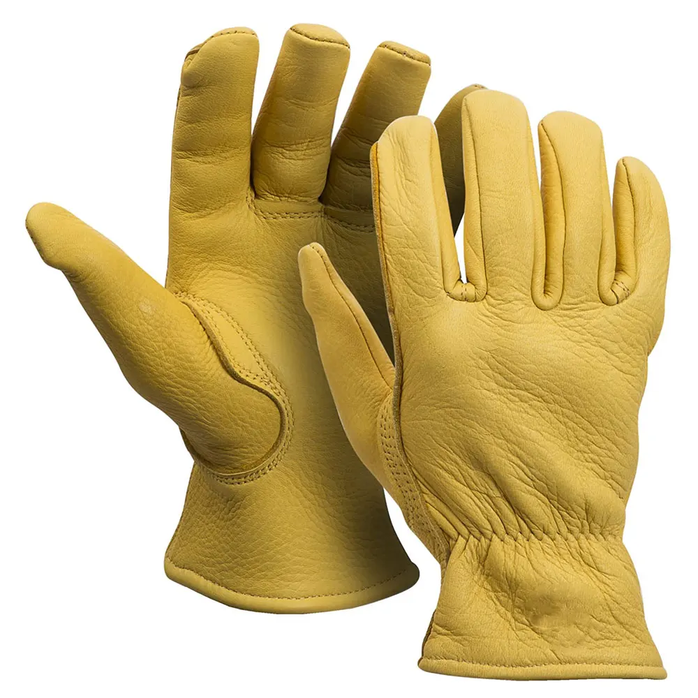 Рабочие перчатки из оленьей кожи с зернистой текстурой для охоты, вождения, езды, Водонепроницаемые кожаные перчатки из оленьей кожи