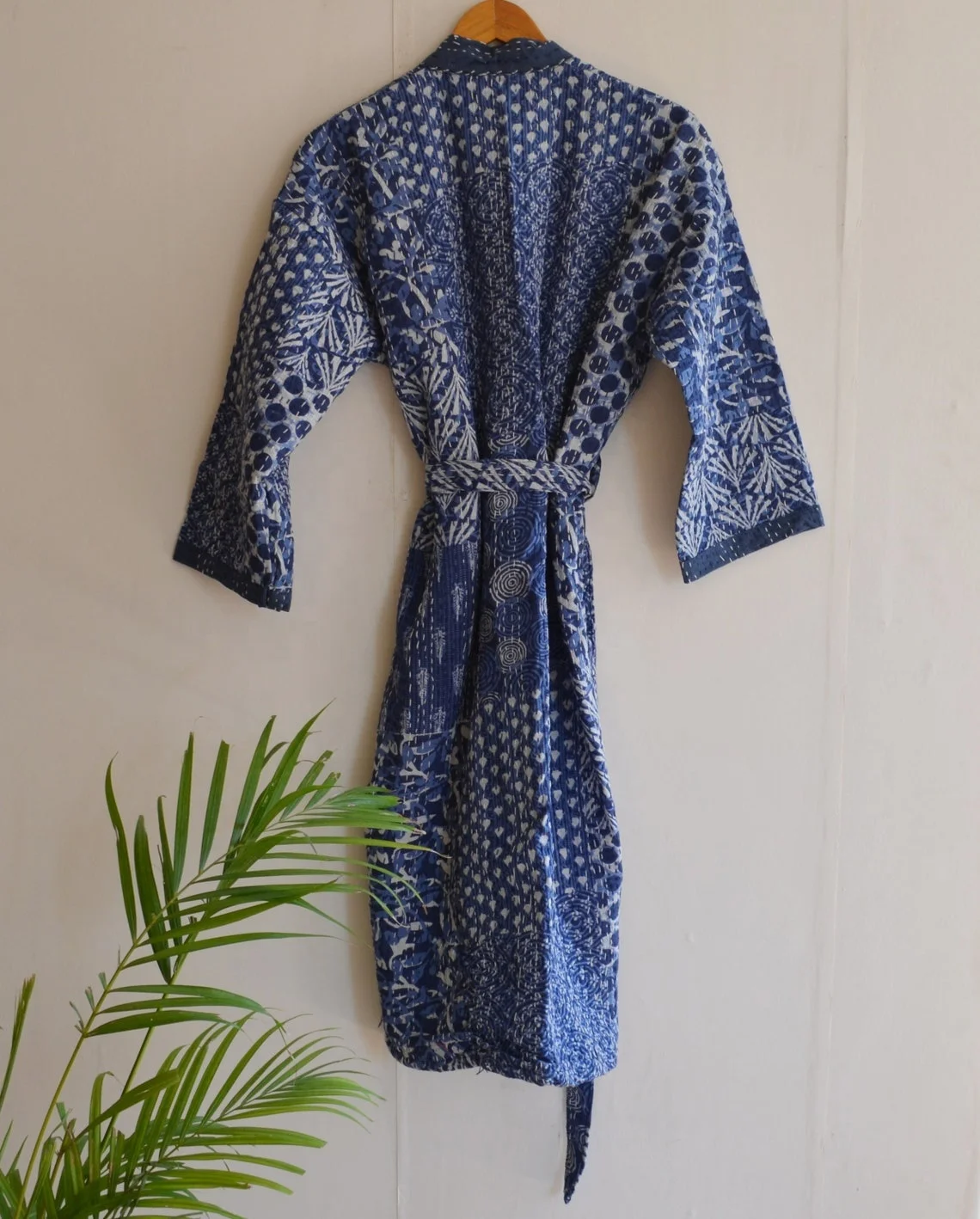 Manufacturer And Wholesale Indian Handmade Kantha Quilted Kimono robe Cardigan Long Kimono And Bathrobe Beach Robe