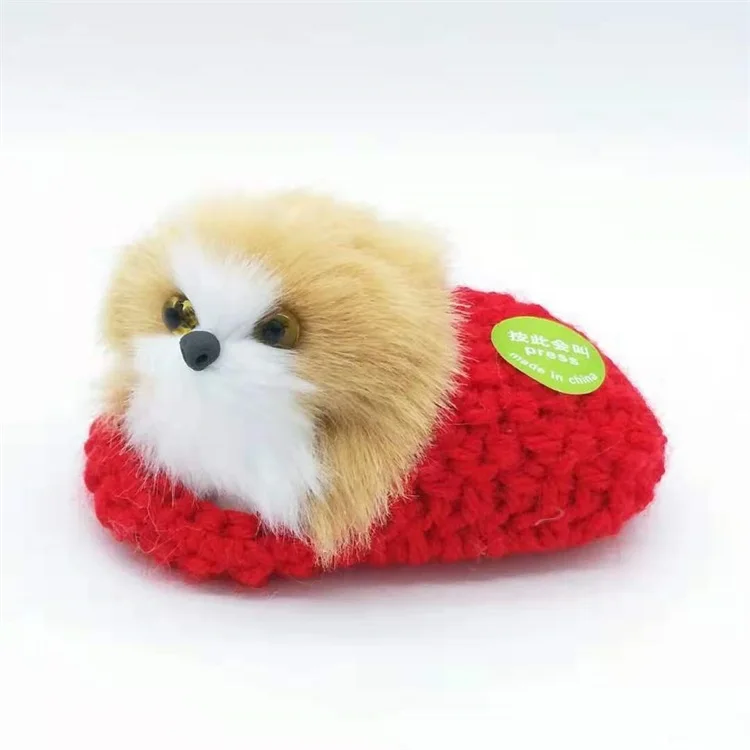 Simulation Animal Mini Plush Dog Knitting Slippers Lifelike Dog Plush Toy Custom Plush Dog Toy