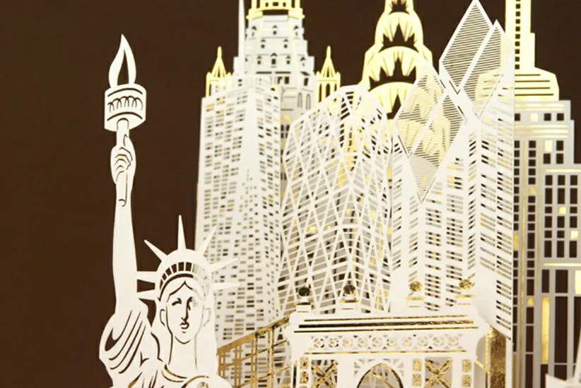 [8R] Laser Cut New York Handmade Card for Souvenir and Thank You Card