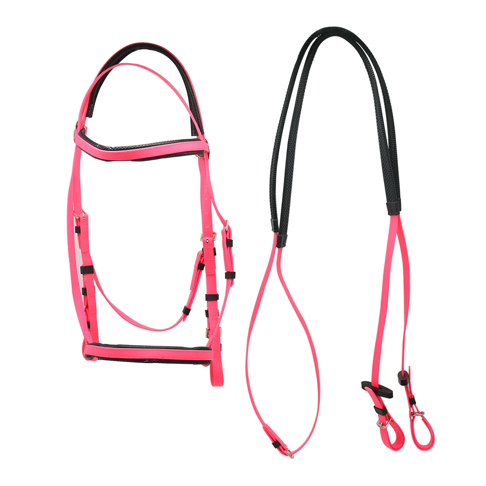Adjustable Black PP Webbing Horse Bridle And Reins Racing Halter Endurance Saddle Horse Bridle Halter Rein