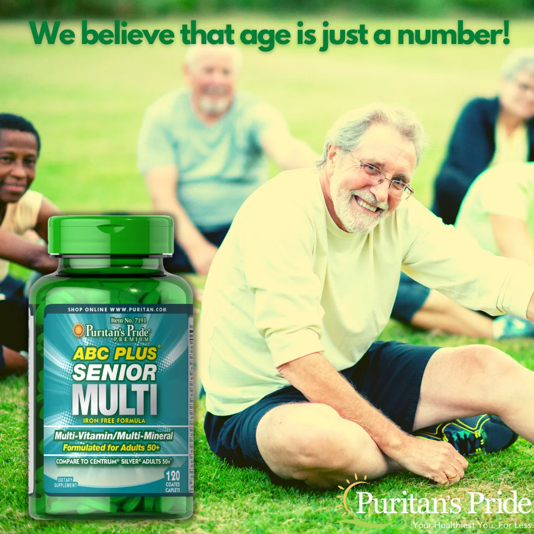 Wholesale Puritans Pride ABC Plus Senior Multivitamin Multi-Mineral Formula 120 Caplets Vitamins Minerals USA Distributor