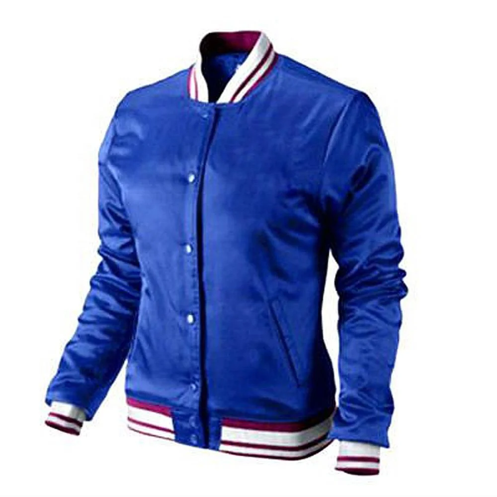 Wholesale Custom Green Satin Varsity Jacket Baseball Varsity Bomber Jacket