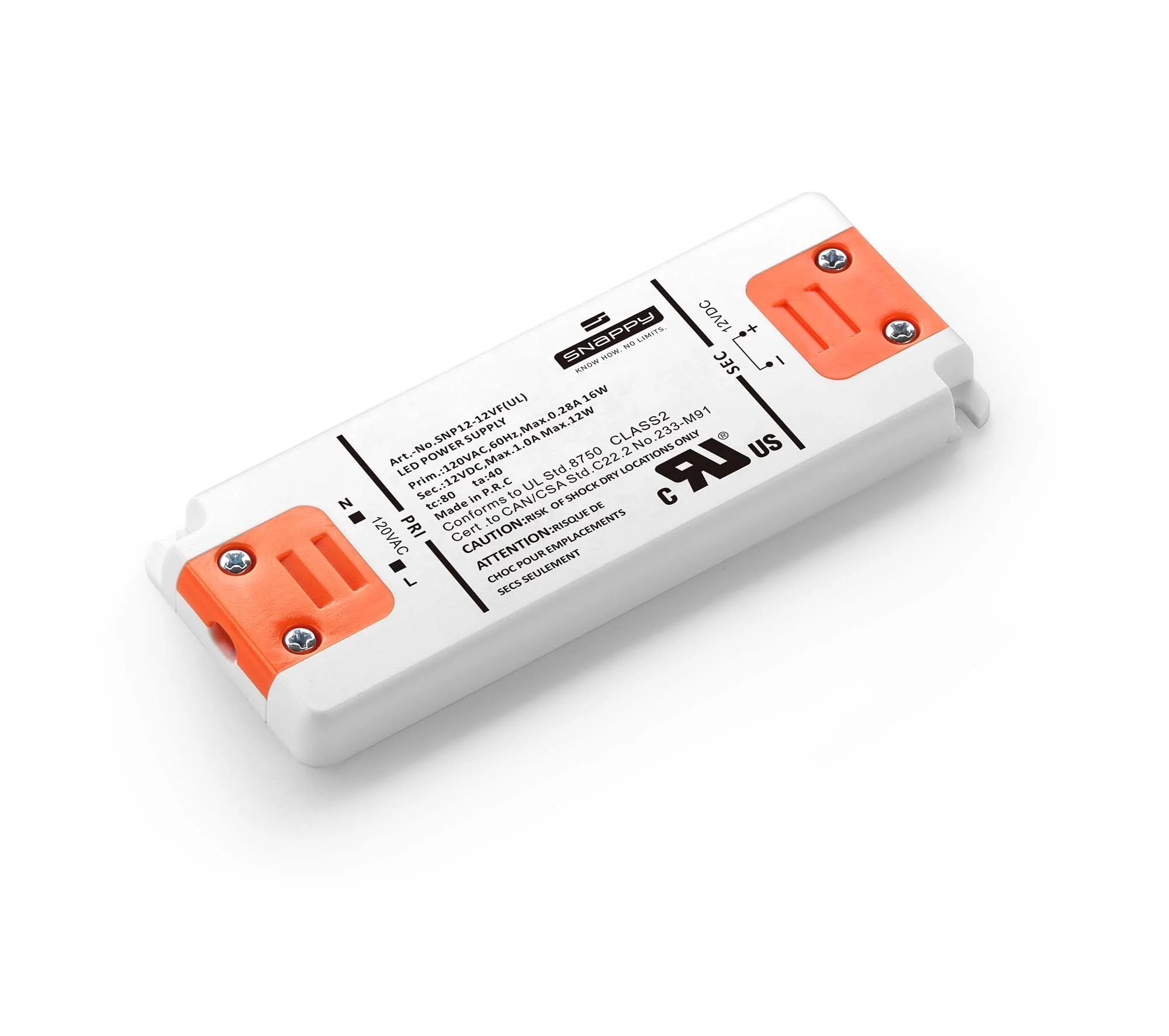 SNP12-350IF cUL перечислены входное напряжение 100-120VAC 12 Вт постоянный ток 350mA 700mA Светодиодный драйвер для мебели
