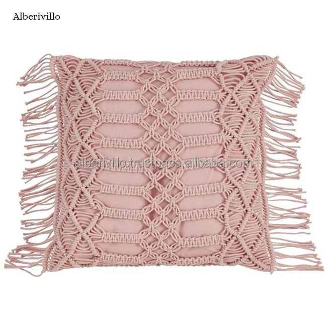 Affordable Custom Geometric Design Pattern Solid Pillow Cover Cotton Macrame Pillow Cushion Cover for Bedroom from India
