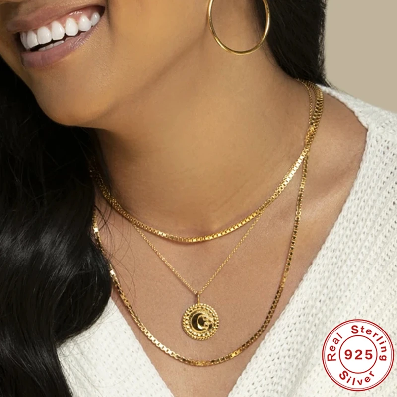 CANNER Vintage 18K Gold Plated 925 Sterling Silver Star Moon Goddess Necklace Roxi Jewelry