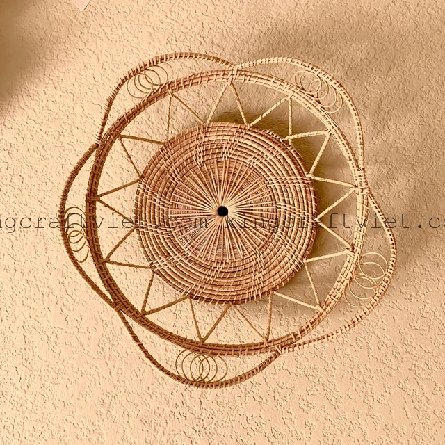 Super Quality Set  of Winnowing Rattan Wall Hanging Cozy Wall Baskets Decor White Bakets for Boho Decor Made in Vietnam