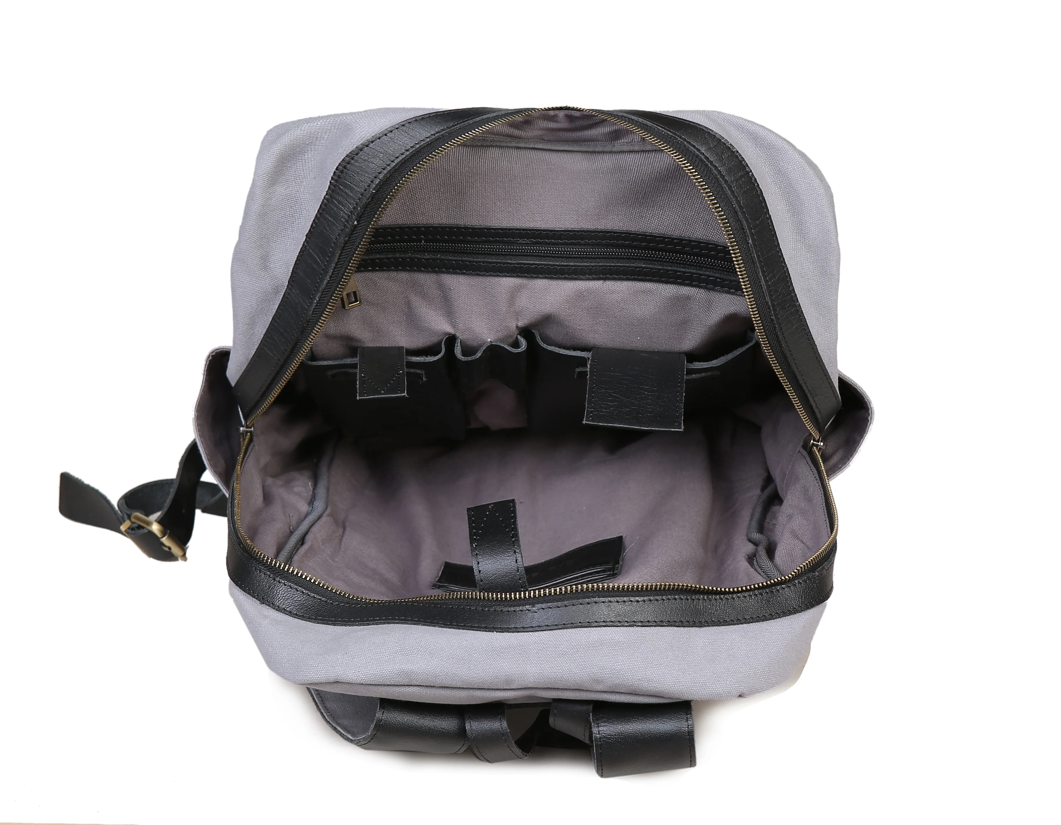 Waxed Canvas and Genuine Leather Backpack