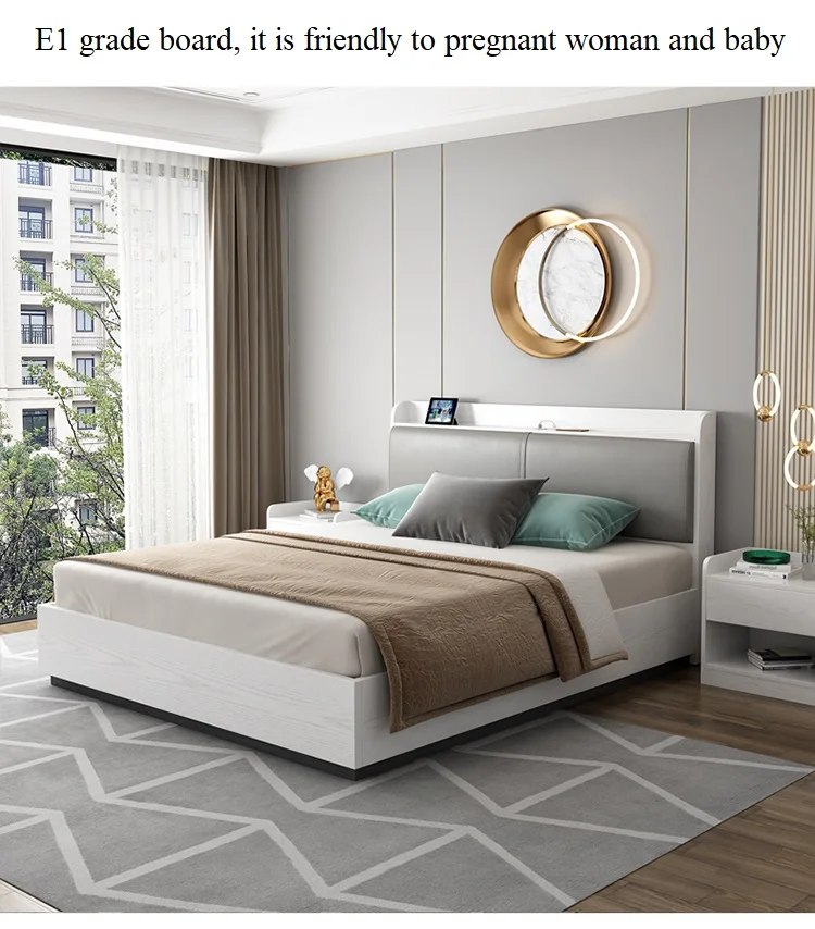 Multi function nordic style storage white bed for bedroom furniture