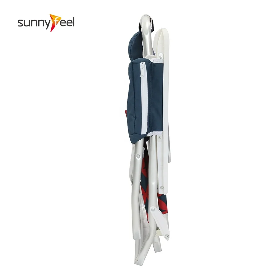 Adjustable 5 Position Reclining Portable Aluminum Lightweight Beach Chair folding chair with pillow side bag