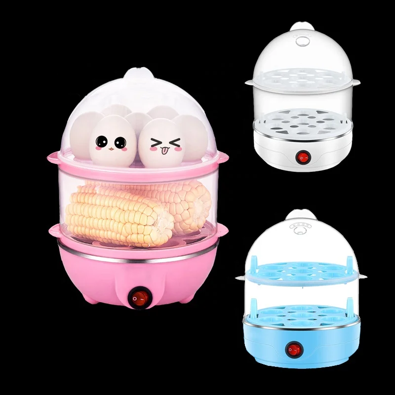 Многофункциональный бытовой кухонный двухслойный Электрический котел для яиц 2 в 1 быстрая Варка для 14 яиц Пароварка за 7 минут