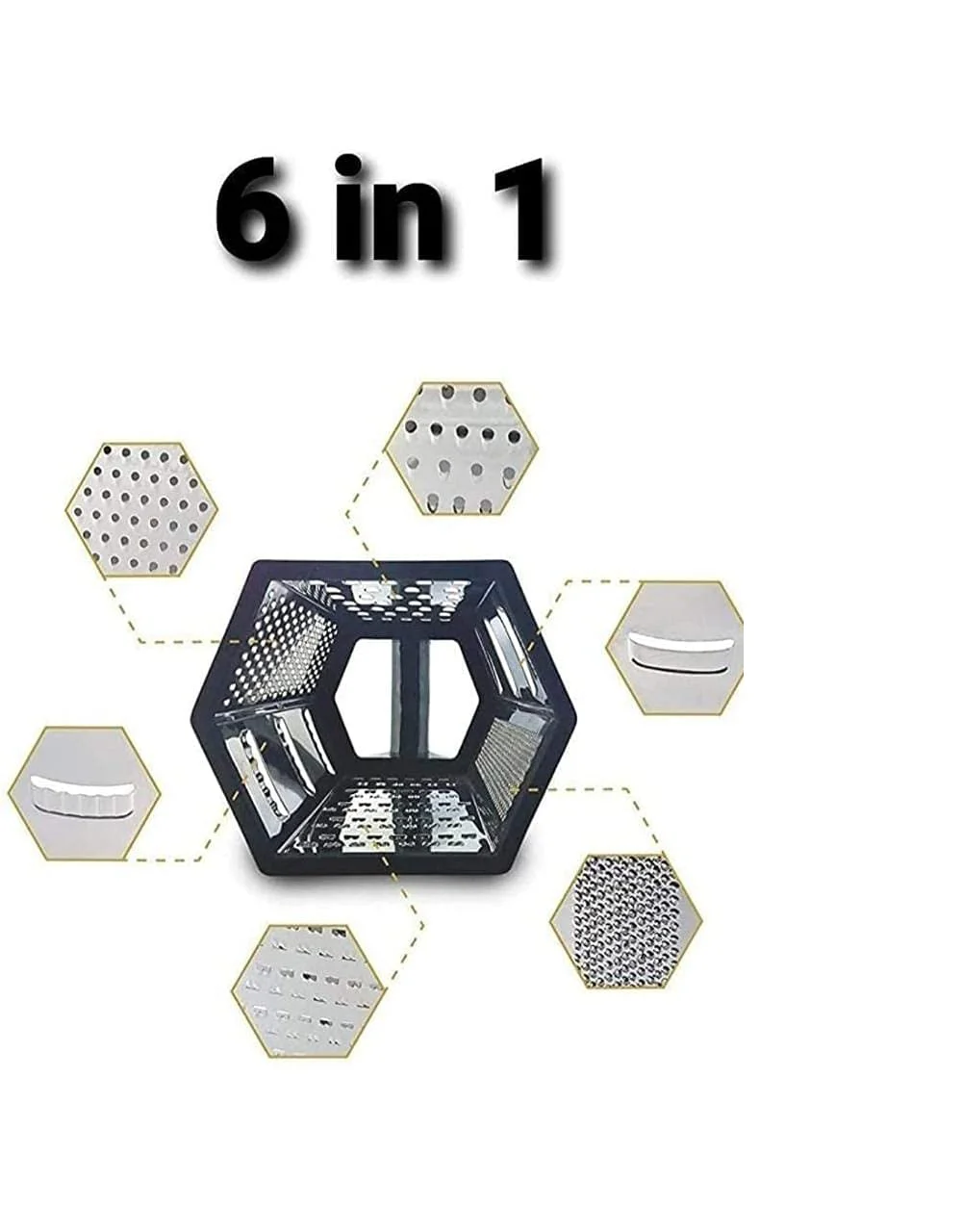 Stainless Steel Grater and Slicer with 6 Sides  Plastic Storage and Lid for Cheese Vegetables  Ginger Garlic  Orange