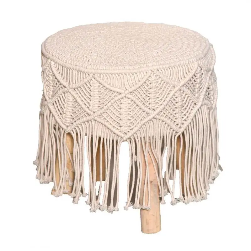 Ограниченное издание Новый Boho ручной работы макраме табурет 100% хлопок сиденье с бахромой для кровати диван-кровать домашний декор