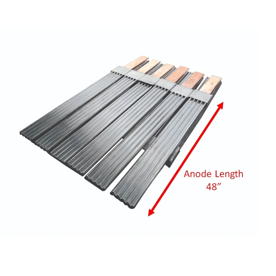 
 Специальные свинцовые гофрированные/волновые аноды-48 дюймов Selayang Metal Industries Sdn. Bhd. Малайзия  