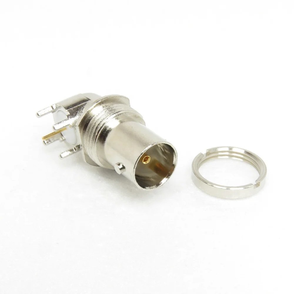 75 Ohm BNC Connector Right Angle Bulkhead PCB Mount Jack