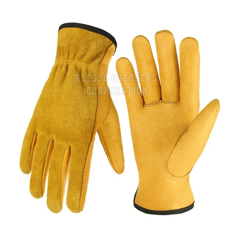 
Western style construction Safety Gloves abrasion protection warehouse safety working genuine leather winter gloves 