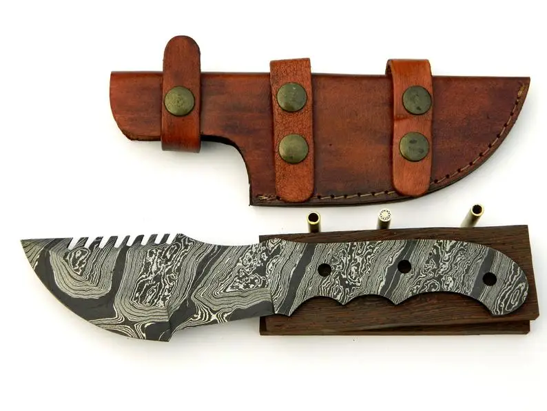 
Personalized Handmade Damascus steel Tracker knife hunting camping tactical knives making kits Blank blade 